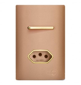 Conjunto Interruptor Paralelo + Tomada 20A 4x2 - Novara Ouro Rose Gold